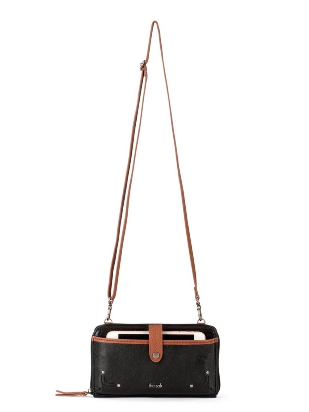 The Sak Black Wallet with Brown Strap